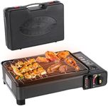 Wimdoyily Portable Gas Grill Butane Stove, Propane Grill Portable,Portable Tabletop bbq Grill,Korean bbq Grill for Outdoor Cooking Camping Cooking With Carry Case(Black)