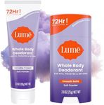 Lume Whole Body Deodorant - Invisible Cream - 72 Hour Odor Control - Aluminum Free, Baking Soda Free, Skin Safe - 3.0 Ounce Tube and 2.6 Ounce Solid Stick Bundle (Soft Powder)