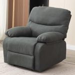 Recliner Armchair, Manual Reclining Sofa with Padded Seat and Backrest, PU Leather Covered, Foldable Legrest, Reclining from 110°-160°, for Living Room, Care Home(Manual Dark Grey Fabric)