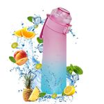 Water Bottle With 7 Flavour Pods 650ml | BPA Free, Scented, 0 Sugar, 0 Calorie, | Fruit Fragrance Water Bottle, Leak Proof for Gym Sports & Outdoor, Starter Set (Pink Blue)