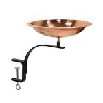 Achla Designs 201-2015 Hammered Rail Mount Bracket Birdbath, Polished Copper Plated