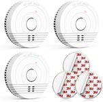 Jemay Battery-Operated Smoke Detector, Enhanced Photoelectric Sensor Smoke Detector Fire Alarm, LED Indicator & Silence Button Smoke Detectors, Fire Detector Safety for Home and Bedroom, 3 Pack