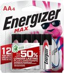 Energizer AA Batteries, Max Double A Battery Alkaline, 4 Count