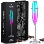 Zulay Executive Series Ultra Premium Gift Milk Frother for Coffee with Deluxe, Radiant Finish - Coffee Frother Handheld Foam Maker - Electric Milk Frother Handheld for Lattes (Premium UV Bubblegum)