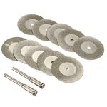 uptodateproducts 10pcs Diamond Blade Set 40mm Diameter Mini Diamond Saw Blade with 2pc Connecting 3mm Shank for Mini Die Grinder