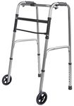 Aidapt Extra Wide Adjustable Height Folding Aluminium Lightweight Walking Frame with Wheels, Quick Fold Mechanism and Anti Slip Ferrule Feet to Aid Stability and Confidence When Walking Aid