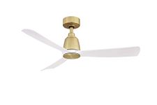 Fanimation Kute Indoor/Outdoor Ceiling Fan with Mate White Blades 44 inch - Brushed Satin Brass