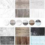 6 Pcs 12 Patterns Double Sided Photography Background Paper,22X35 in 2-in-1 Marble/Wood/Cement Texture Pattern,Flat Lay Photo Tabletop Backdrops for Jewelry Cosmetics Makeup Photoshoot (A-6 pcs)