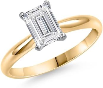 Gem Stone King 0.75-5 Ct 14K Two Tone Gold IGI Certified White Lab Grown Diamond Solitaire Engagement Ring For Women | E-F Color | VS1-VS2 Clarity | Available In Size 5, 6, 7, 8, 9