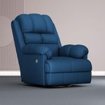 The Sleep Company Luxe Motorised RRR Recliner |Patented SmartGRID Technology| Motorised Single Recliner Sofa with Revolving Mechanism| Rocking Sofa | Unique Lumbar Design | Premium Upholstery | Blue