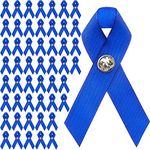 Blue Satin Awareness Ribbons with Clutch Pins (5/8 In, 50 Pack)