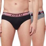 Zoiro Men's Cotton Blend Solid Trend Brief (Pack of 2-Black Jaspe & Black)