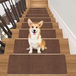 Stair Treads Carpet for Wooden Steps(15 Pack), 21.6 x 8.6IN Self-JAYFAN Adhesive Non Slip Stair Treads Mat, Safety Indoor Stair Runner Mats, Anti Slip Stair Treads for Kids Elders and Dogs