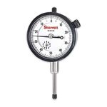 Starrett 25 Series Dial Indicator with Jewel Bearings and Lug-On-Center Back - White Face, 0-1.000" Range, 0-50-0 Balanced Dial.001" Graduations - 25-341J