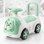 Storio Rabbit Baby Ride-On Car Toy with Light and Music - Green | Push Car for Kids with Backrest & Steering, Blue Color, 1–3 Years