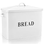 Bread Bin, Homikit Vintage Bread Box Container for Kitchen Table, Extra-Large Metal Bread Holder Great for Space-Saving Storage, 34.1x19.1x24.5cm Holds 2+ Loaves, Retro Style & Farmhouse Décor - White