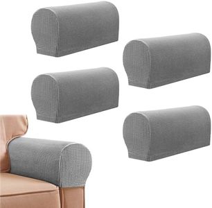4 Pcs Sofa Armrest Covers,Chair Arm Protectors Stretch Armchair Slipcover Elastic Couch Hand Rest Cover Removable Anti-Slip Washable Armchair Protector Decorate and Protect Sofa (Silver gray)
