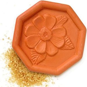 JBK Pottery Terracotta Brown Sugar Saver – Handmade Terra Cotta Keeper with Decorative Flower Discs – Food-Safe, Made in the USA - Flower