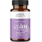 Adaptogen Calm Stress & Anxiety Relief, Natural Herbal Adrenal Support with Ashwagandha, Rhodiola Rosea, Lion's Mane, Lavender and Vitamins, 90 Capsules