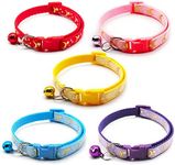 5 PCS Adjustable Cat Collars, Moons and Stars Kitten Collar, Pet Collar with Bell, Perfect for Pet Supplies, Pet Safety Buckle (5 Colors)