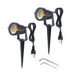 Pack of 2, WeFoonLo Outdoor LED Landscape Lights Waterproof Spotlight with Spike Stand and Plug for Driveway, Outdoor Lawn Lighting, Flood Garden, Yard (9W Warm White)