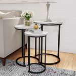 Lavish Home Round Nesting Tables, Largest (D) 17.75”x (H) 25”, White