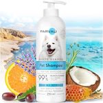 PARVALI Natural Dead Sea White Glamor Pet Shampoo (250 ml, 8.45 fl oz). Gentle Bleaching for White Fur Breeds. Silky-Touch, Minerals Rich, Extra-Scented Formula for Gentle and Easy Application. Enjoy!