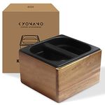 KYONANO Espresso Knock Box, Espresso Accessories, Coffee Knock Box with Durable Knock Bar and Non-Slip Base, Made of Natural Acacia Wood and Stainless Steel, Knock Box for Breville Machine Accessories