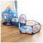 Floving 3 In 1 Kids Play Tent Crawl Tunnel and Ball Pit Child Playhouse Tent with Basketball Hoop, for Indoor and Outdoor Use with Carrying Case. (Skyrocket)