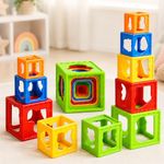 Zest 4 Toyz Stack Cube Toy for Kids 5 Pcs Stacking Cubes Shape Sorting Blocks Color Recognition Activity Toy Educational Toy for Kids Sensory Building Blocks for Toddlers Baby Boys Girls 1 Year+