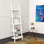 Charles Jacobs Ladder Shelf 5 Tier leaning Storage Bookcase Unit - White