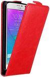 Cadorabo Case Works with Samsung Galaxy Note Edge in Apple RED - Flip Style Case with Magnetic Closure - Wallet Etui Cover Pouch PU Leather Flip