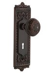 Nostalgic Warehouse Egg & Dart Plate with Keyhole Double Dummy Egg & Dart Door Knob in Timeless Bronze