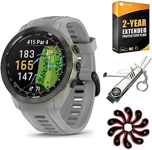 Garmin Approach S70 42 mm Premium GPS Golf Watch, Powder Grey Band (010-02746-01) Bundle with 2 YR CPS Enhanced Protection Pack, Deco Gear 7-in-1 Golf Tool and Iron Head Covers Set