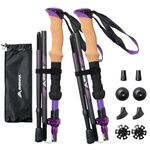 BISINNA Carbon Fibre Trekking Poles, 2-Pack, Lightweight Collapsible Walking Sticks, Quick Lock System (Purple, 95-115cm)