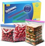 NANSIKE 100-Pack Food Storage Freezer Bags - 3 Sizes, Reusable with Zipper Lock for Fruit and Veggies, Microwave and Freezer Safe, No BPA - Strong Seal, Easy to Fill for Lunch, Snacks, and Meals