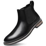 Mens Chelsea Boots Casual Slip-On Dress Boots Leather Waterproof Fashion Low Heel Ankle Boots