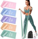Stretch Bands for Exercise, 5 Levels Resistance Bands for Working Out, Exercise Bands for Physical Therapy, Pilates, Rehab, Stretch, Strength Training and Yoga Starter Set