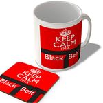 McMug - Keep Calm I'm a Black Belt - Martial Arts - Mug and Coaster Set, Ceramic, 11fl.oz.