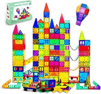 Funsure 140Pcs Magnetic Tiles Magnetic Building Blocks, with 2 Cars 3D Magnet Tiles for Boys and Girls Aged 3+, Best Gift