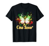 One Love Butterfly Retro Jamaica Rasta Reggae Music Women T-Shirt