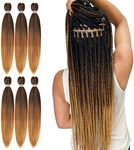 Pre Stretched Braiding Hair 22 Inch 6 Packs Professional Soft Yaki braiding Hair For Braids Hot Water Setting Synthetic Crochet Hair Extensions (22 Inch (Pack of 6), T1B/30/27)