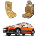 Oshotto Car Wooden Bead Seat Cushion with Velvet Border Compatible with Fiat Avventura - Beige - 1 Piece