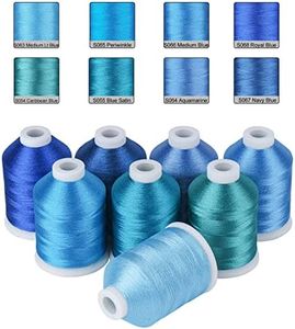 Simthread Blue Embroidery Thread 8 Madeira Colors 550Yards, 40wt 100% Polyester for Brother, Babylock, Janome, Singer, Pfaff, Husqvarna, Bernina Machine