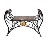 New Mughal Handicrafts Wooden & Wrought Iron Patio Bench for Living Room/Lounge Furniture/Garden/Balcony Office/Club