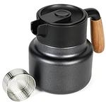 Belle Vous Black Stainless Steel Carafe with Plastic Handle and Tea Infuser - 800ml/27oz Thermal Double-Walled Drinks Jug - Vacuum Insulated Pot for Keeping Coffee, Tea, Water & Beverages Hot or Cold