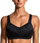 SYROKAN Women's Sports Bras High Support Underwire Padded High Impact No Bounce Plus Size Running Bra Black 34D