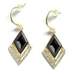 SinglinArt Black Gold Earrings for Women Girls Geometric Dangle Drop Rhinestone Fashion Statement Jewelry