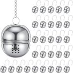 Sumind 25 Pcs Tea Strainer Stainless Steel Tea Ball Infuser Loose Leaf Tea Steeper Tea Interval Diffuser Mesh Tea Filters with Extended Chain Hook for Seasonings Cup Bottle (Oval)