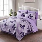 ARTALL Butterfly Pattern Bed in A Bag 6 Piece Bedding Twin Comforter Sets 1 Comforter, 1 Pillow Shams, 1 Flat Sheet, 1 Fitted Sheet, 1 Bed Skirt, 1 Pillowcases